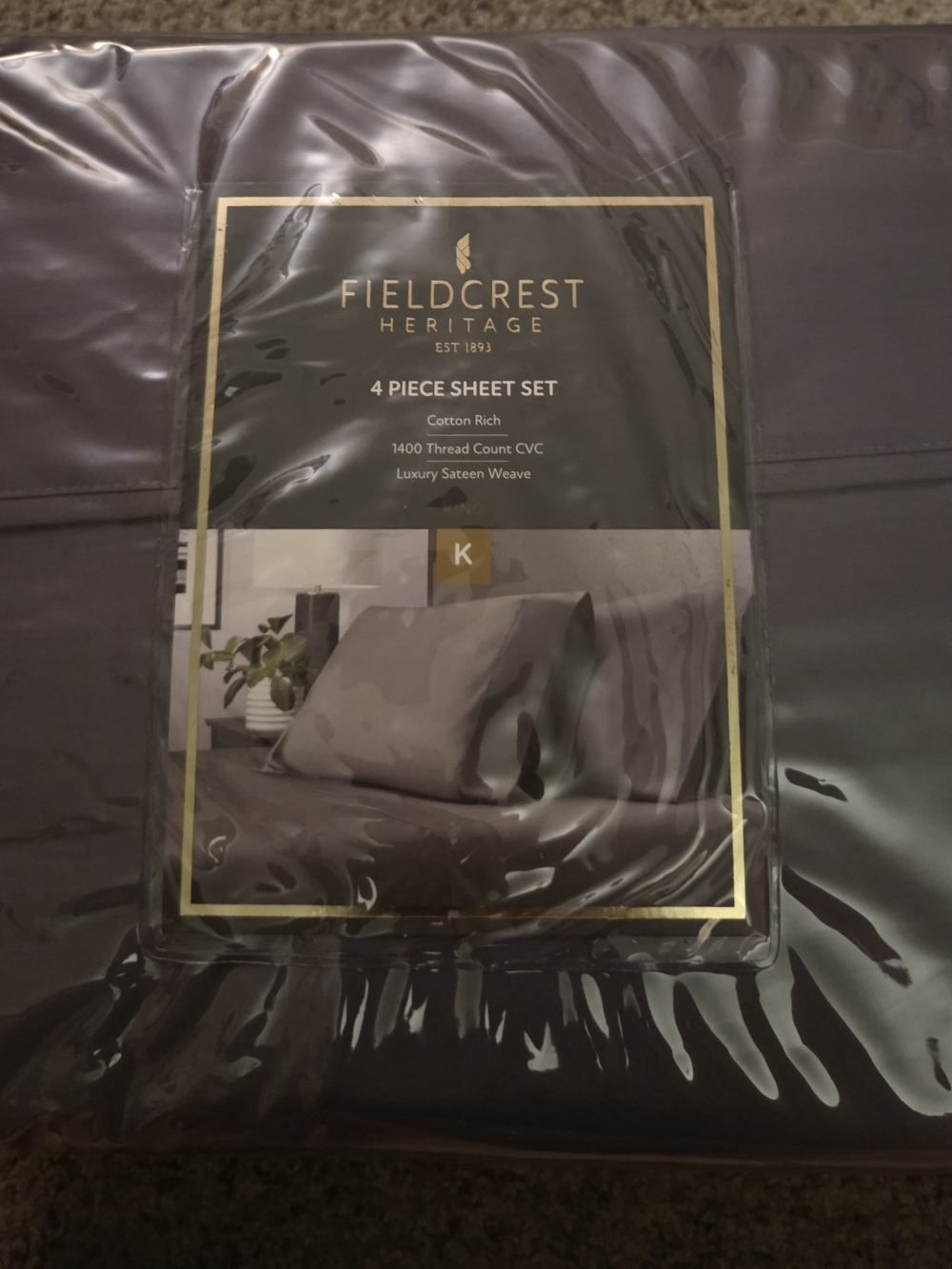 Fieldcrest 4-Piece King Sheet Set - Charcoal Gray